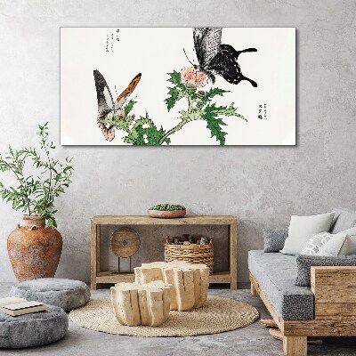 Butterflies against the background of vegetation Canvas print
