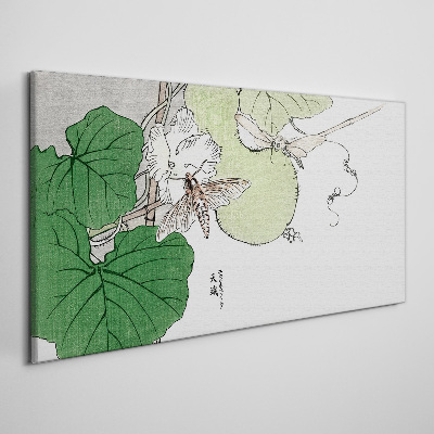 Branch leaves flowers Canvas print