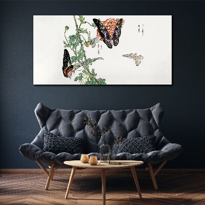 Branch leaves insects Canvas print