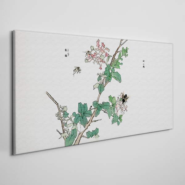 Flower branch with insects Canvas print