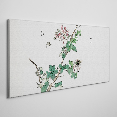 Flower branch with insects Canvas print