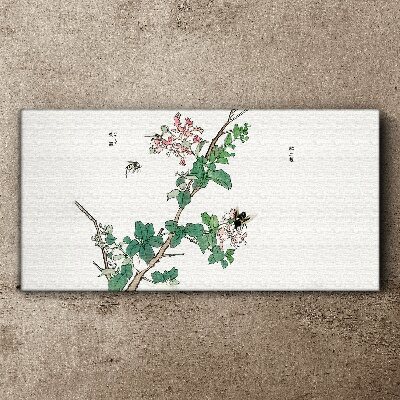 Flower branch with insects Canvas print