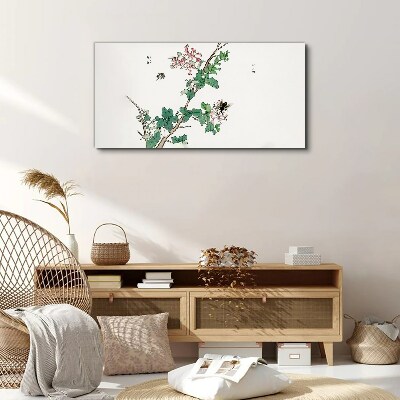 Flower branch with insects Canvas print