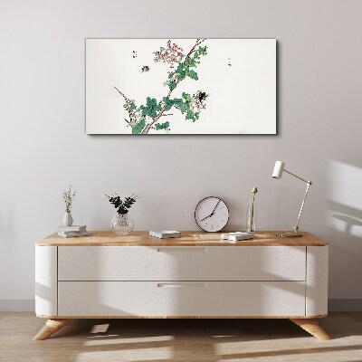 Flower branch with insects Canvas print