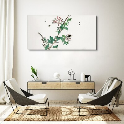 Flower branch with insects Canvas print