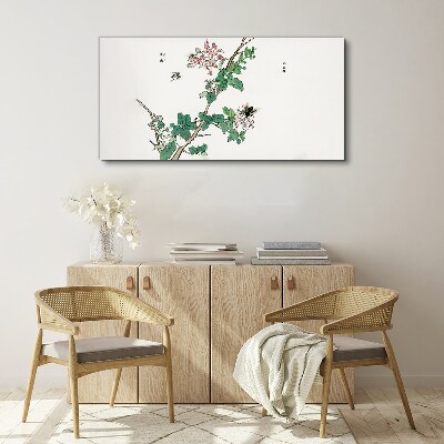 Flower branch with insects Canvas print