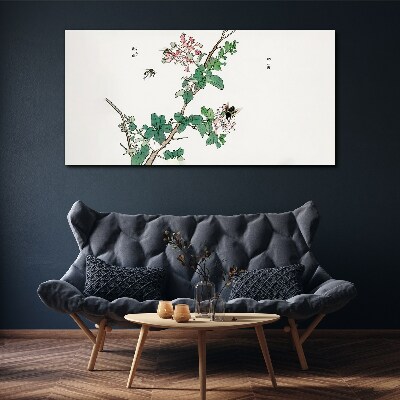Flower branch with insects Canvas print