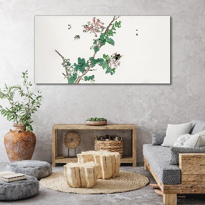 Flower branch with insects Canvas print