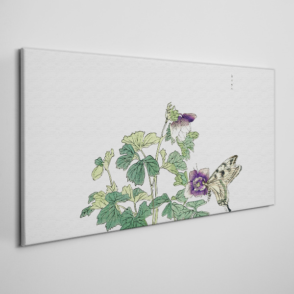 Floral harmony with butterfly Canvas print