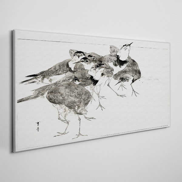 A flock of birds against a white background Canvas print