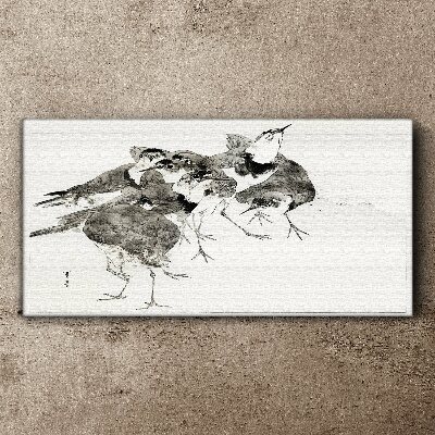A flock of birds against a white background Canvas print
