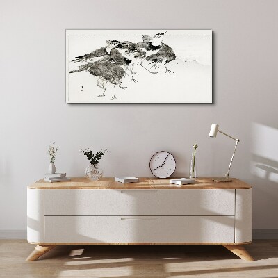 A flock of birds against a white background Canvas print