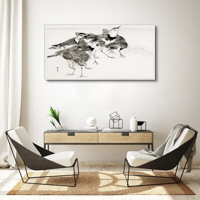 A flock of birds against a white background Canvas print