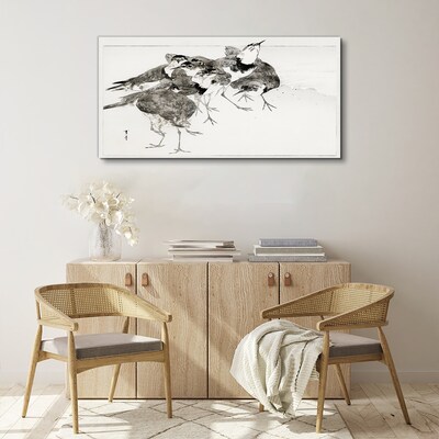 A flock of birds against a white background Canvas print