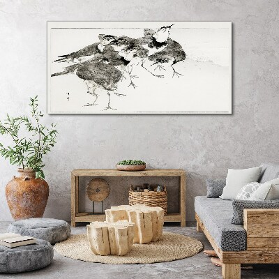 A flock of birds against a white background Canvas print