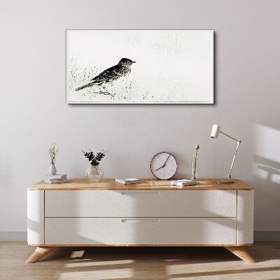 Bird on the grass background Canvas print
