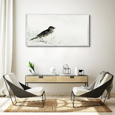 Bird on the grass background Canvas print
