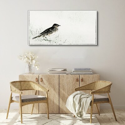 Bird on the grass background Canvas print