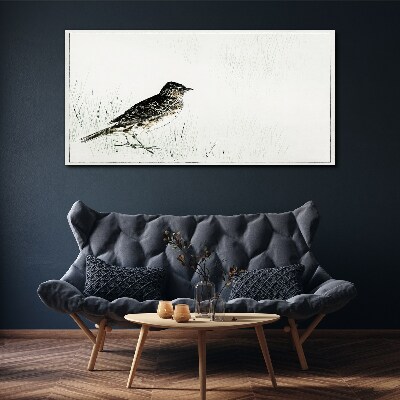 Bird on the grass background Canvas print