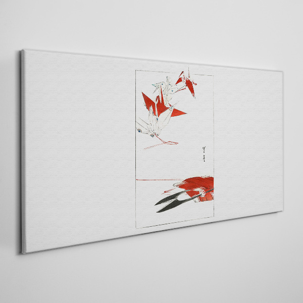 Red birds on white background Canvas print