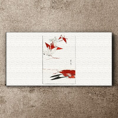 Red birds on white background Canvas print