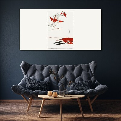 Red birds on white background Canvas print