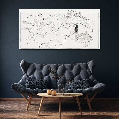 Floral compositions in delicate lines Canvas print
