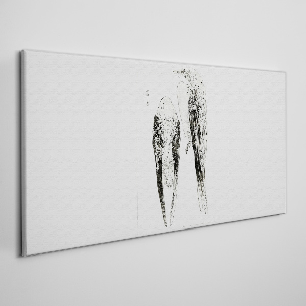 Two birds on a white background Canvas print