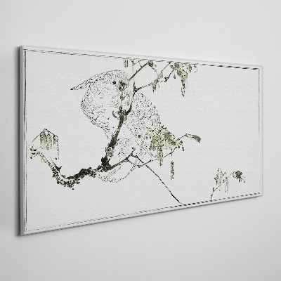 Branch leaves pet parrot Canvas print