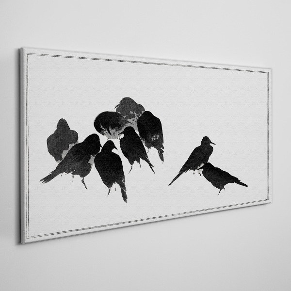Black birds on white background Canvas print