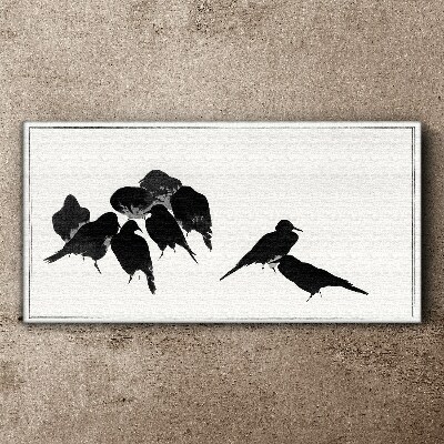 Black birds on white background Canvas print