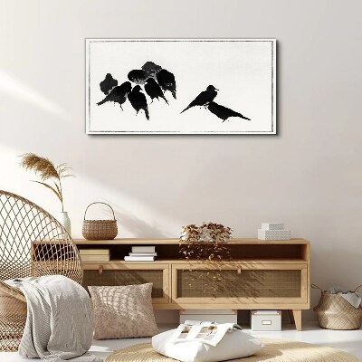 Black birds on white background Canvas print
