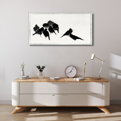 Black birds on white background Canvas print
