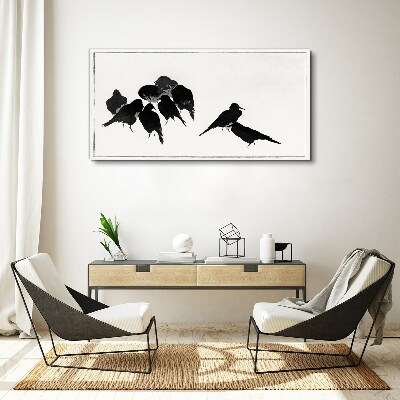 Black birds on white background Canvas print