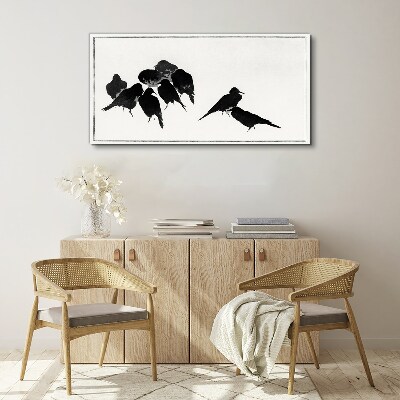 Black birds on white background Canvas print