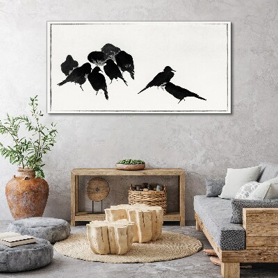 Black birds on white background Canvas print