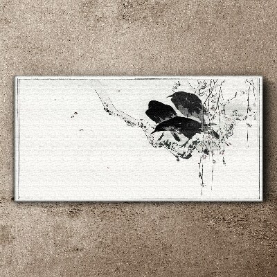 Black birds on a branch Canvas print