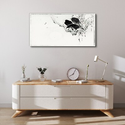Black birds on a branch Canvas print