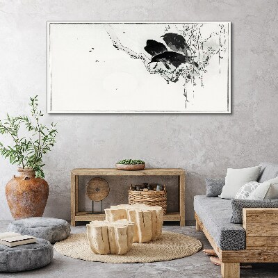 Black birds on a branch Canvas print