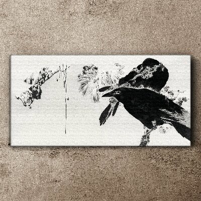 Black bird against the background of nature Canvas print