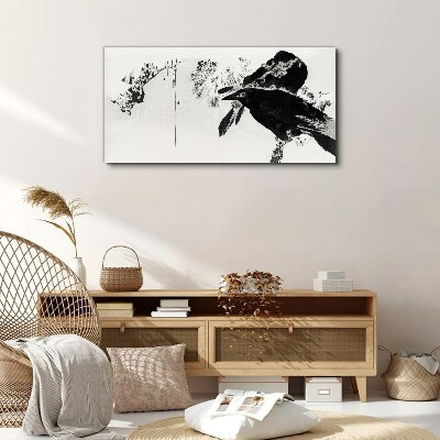 Black bird against the background of nature Canvas print