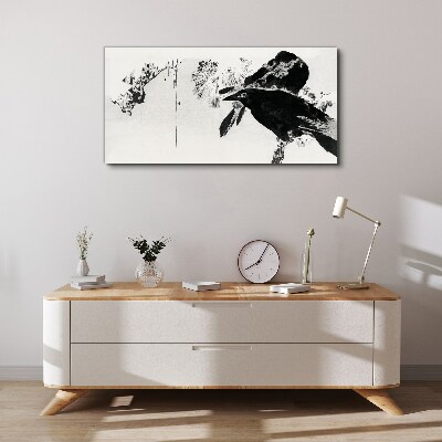 Black bird against the background of nature Canvas print