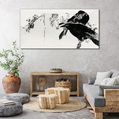 Black bird against the background of nature Canvas print