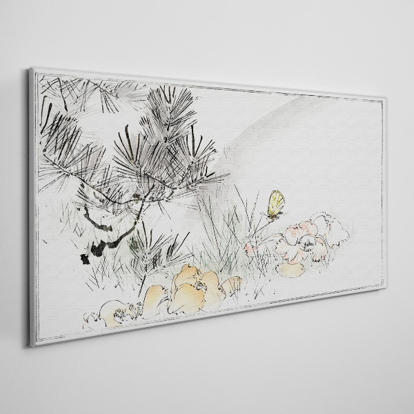Floral landscape with a butterfly Canvas print