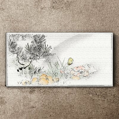 Floral landscape with a butterfly Canvas print