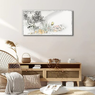 Floral landscape with a butterfly Canvas print