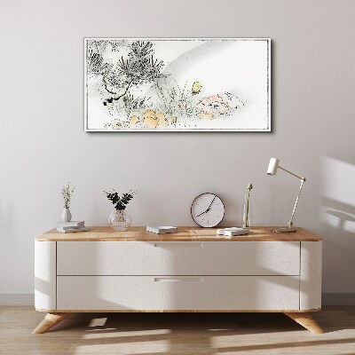 Floral landscape with a butterfly Canvas print