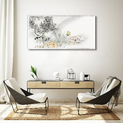 Floral landscape with a butterfly Canvas print