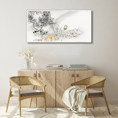 Floral landscape with a butterfly Canvas print