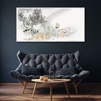 Floral landscape with a butterfly Canvas print